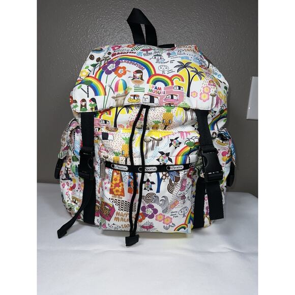 RARE LeSportSac Onolicious Food Hawaii Exclusive Large Rucksack Backpack Bag - Picture 1 of 9